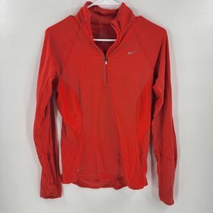 Nike dri fit red athletic long sleeve shirt quarter zip top small